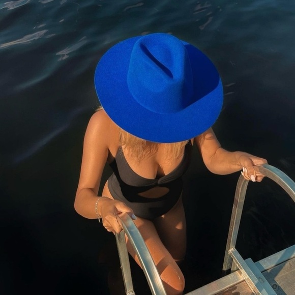Unmuted-Ibiza Royal Blue Wide-Brim Hat - Picture 1 of 11